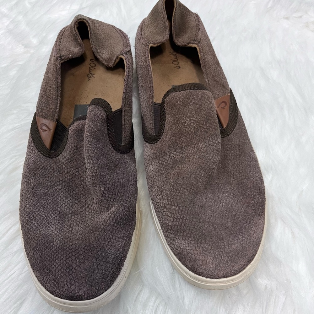 Olukai Pehuea Dark Java Honu/Java Leather Slip On… - image 1